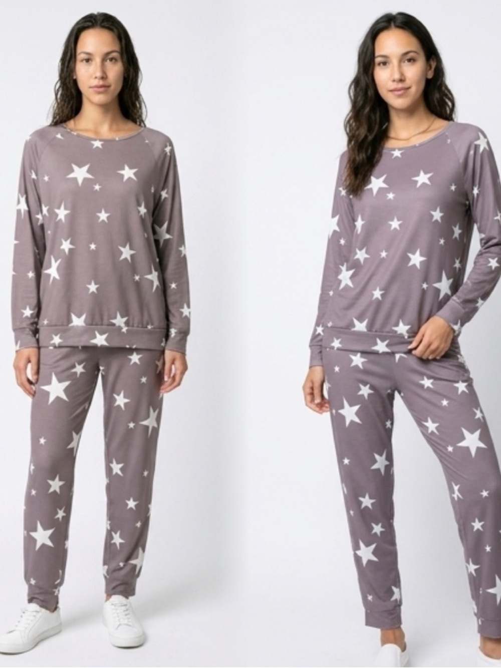 Women's Star-Print Jogger Set - Taupe/White